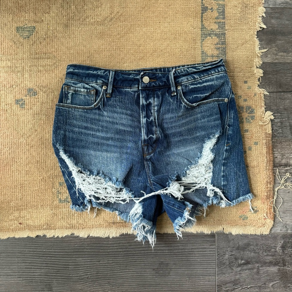 Good America Distressed Denim Shorts